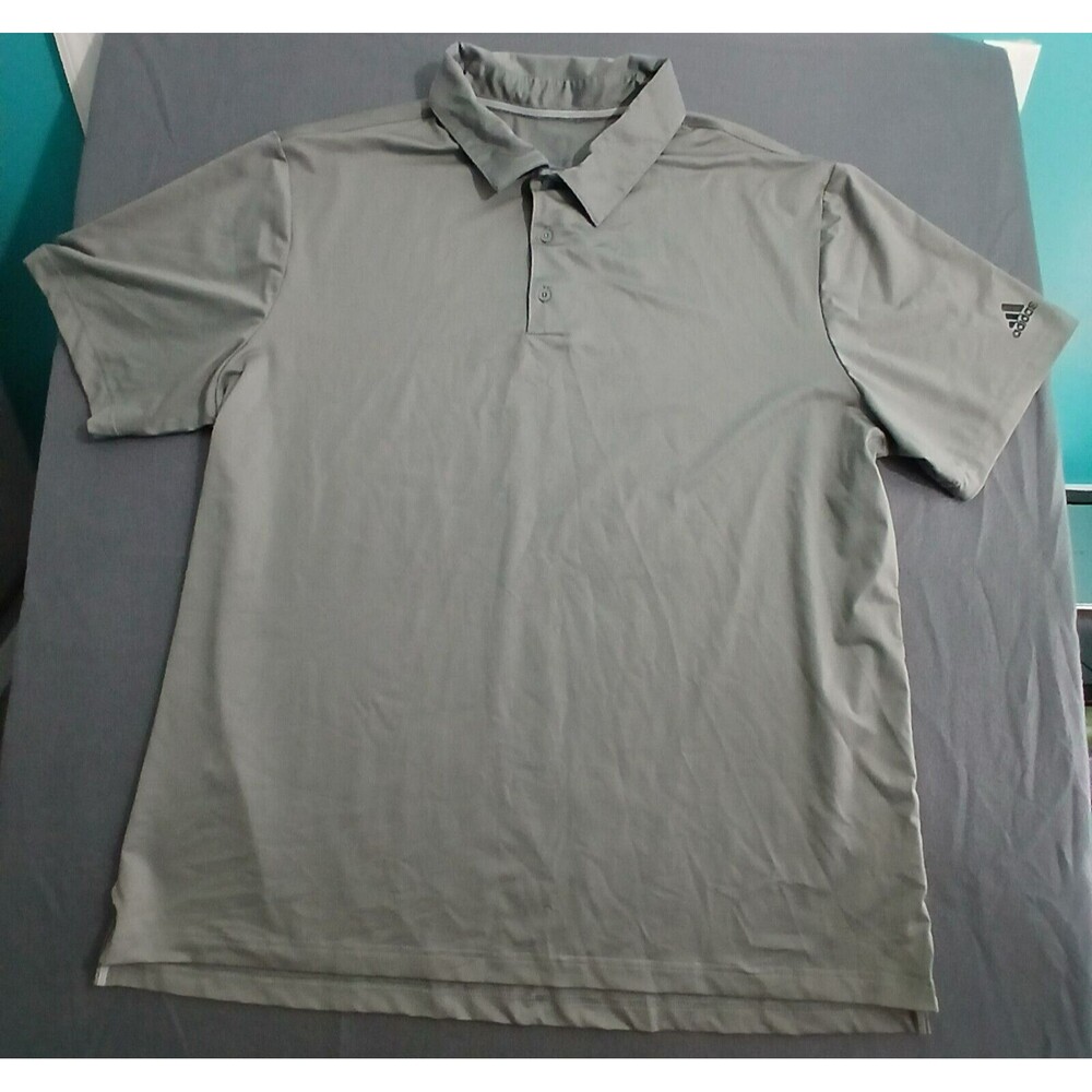 Adidas Top Men 2XL Golf Polo Grey Short Sleeve Shirt Logo
